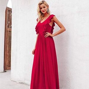 Simplee Red Maxi Dress